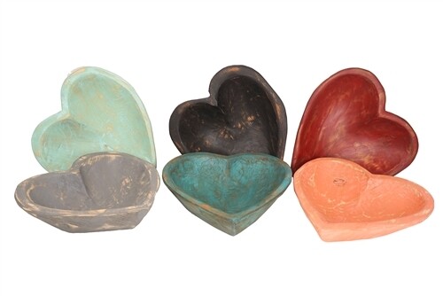Heart Carved Dough Bowl-Hand Carved-Newborn Prop-11-12 inches-Small