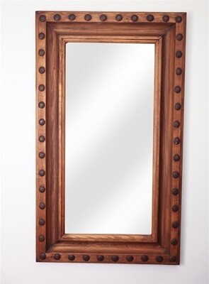 Hacienda with Hammered Clavos-Wooden-Rustic Accent-Vanity Mirror-Waxed Tone-23x35