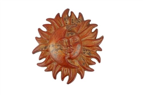 Hope Clay Eclipse Sun-Hand Painted-Garden-15 inches-Red