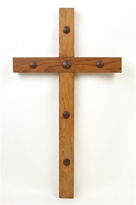 Old Door Clavos Cross-Wooden-Wall Cross-Reclaimed Wood-16x32 inches-Large-Clavos