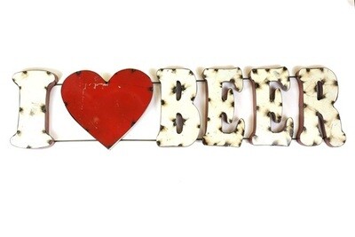 Recycled Metal Sign-I Love Beer