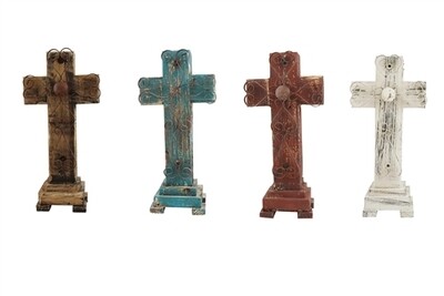 Laredo Pedestal Cross-Wooden-Rustic-8x19x5 inches