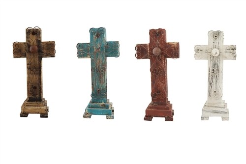 Laredo Pedestal Cross-Wooden-Rustic-8x19x5 inches