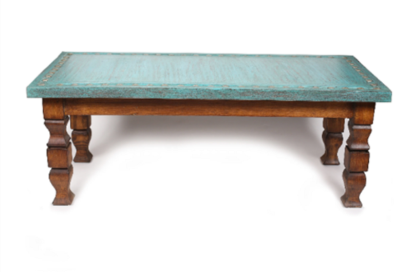 Silver Trails Turquoise Coffee Table-48L x 24W x 17H in-Western-Vintage Look