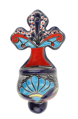 Talavera Garden Cross---Hand Painted-Handmade-Colorful-Beautiful-6x10x4 inches-Wall Cross-Bird Feeder-Planter
