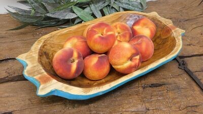 Country Farmhouse Food Safe Wooden Deep Dough Bowl w/ Handles-Batea-Primitive-Trencher-9-10Wx19-20Lx3D inches-Deep-Colors