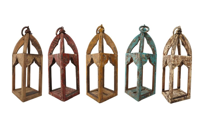 Mesa Trails-Wood-Primitive-Home Decor- Lantern-8x8x22 inches-5 Color Choices