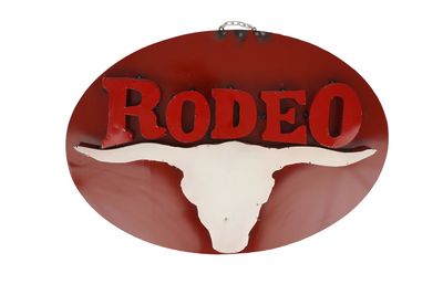 Rodeo Western Longhorn Sign-32W x 22H inches-Art-Garden-Metal-Man Cave-Bar-Outdoor Metal sign-Rodeo Western Sign-BIG SALE