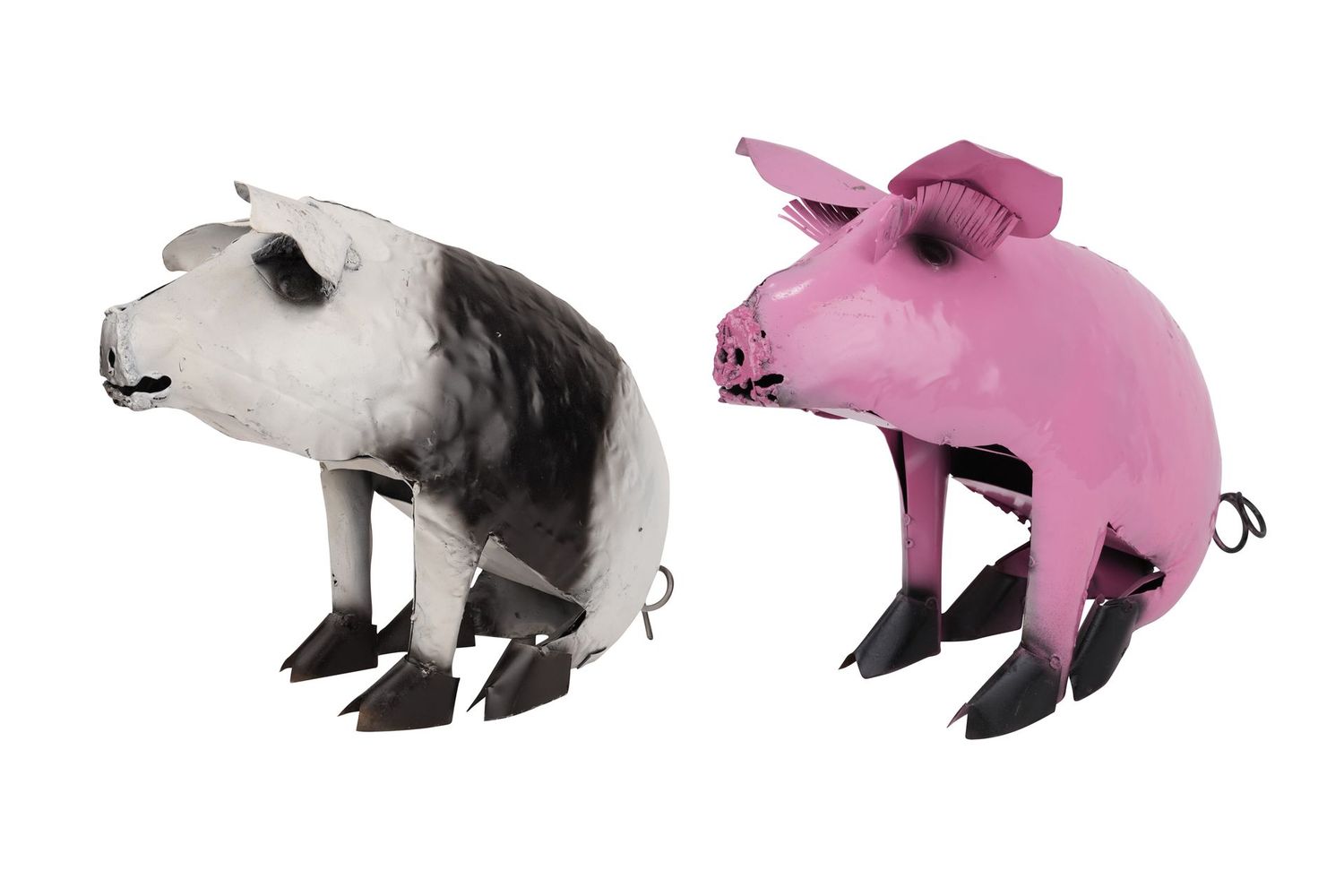 Farmhouse Metal-Sitting Pig--8x18x14H inches-Handmade-Sitting Pig