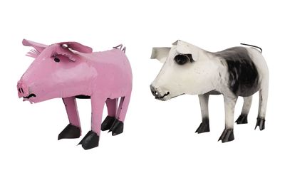 Farmhouse Metal-Standing Pig-Handmade-Garden Decor-20x10x12H inches-Two Colors