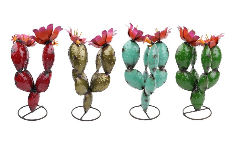 Desert Valley Metal Prickly Pear Cactus-11W x 16H inches-Garden-Handmade-Garden Decor-Desert Valley Prickly Pear Cactus-4 Colors-NEW