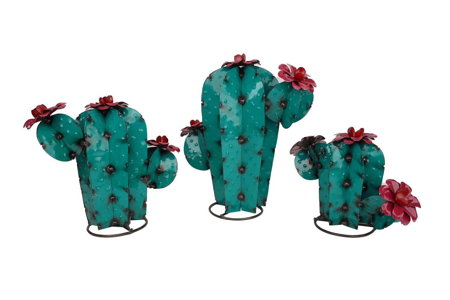 Sahuaro Metal Cactus-Three Sizes-Hand Painted-Garden-Handmade-Garden Desert Decor-Patio-Outdoor-Sahuaro-Turquoise