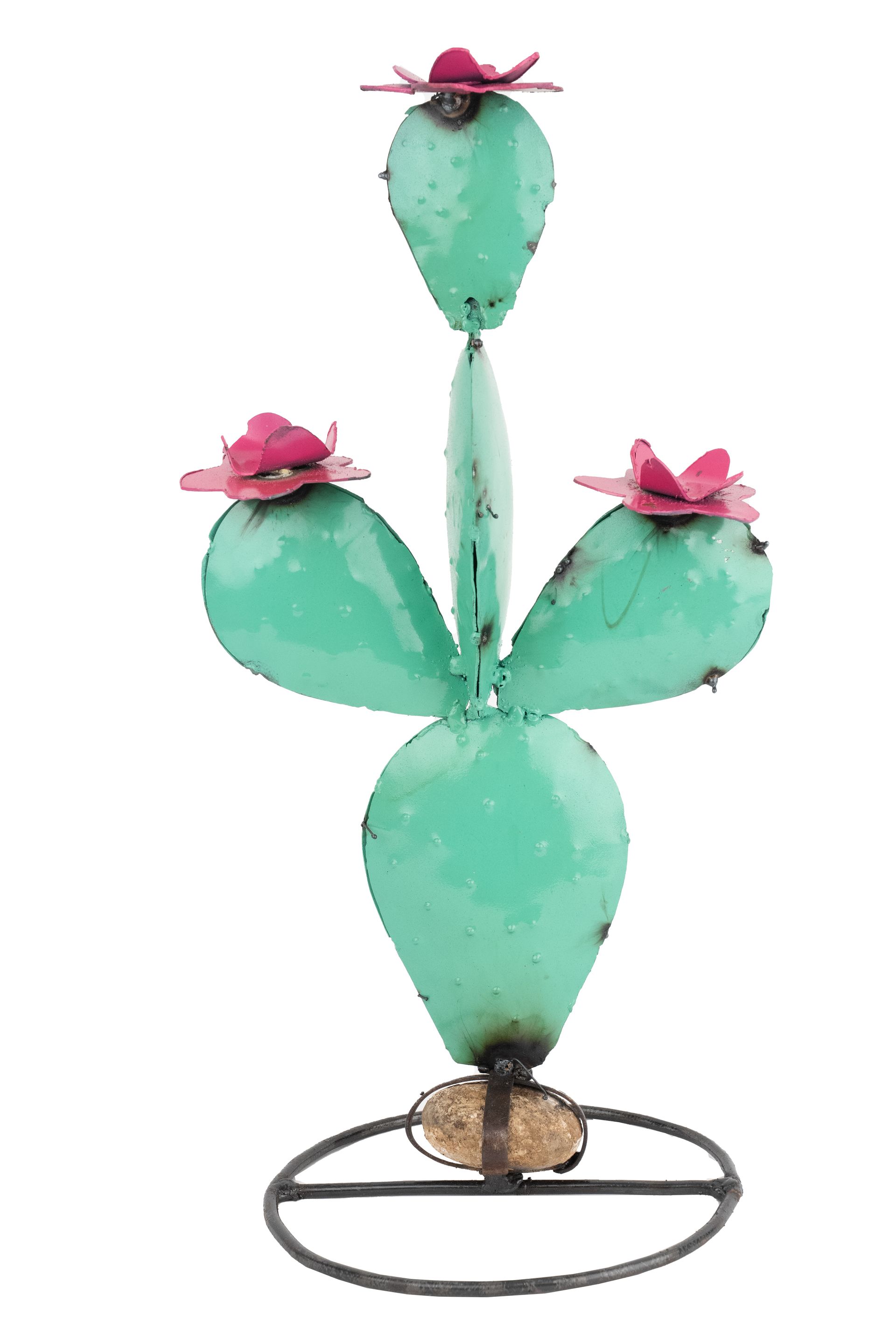 Tempe Metal Prickly Pear Cactus-9Wx17H inches-Hand Painted-Garden-Handmade-Garden Decor-Tempe Prickly Pear Cactus-NEW