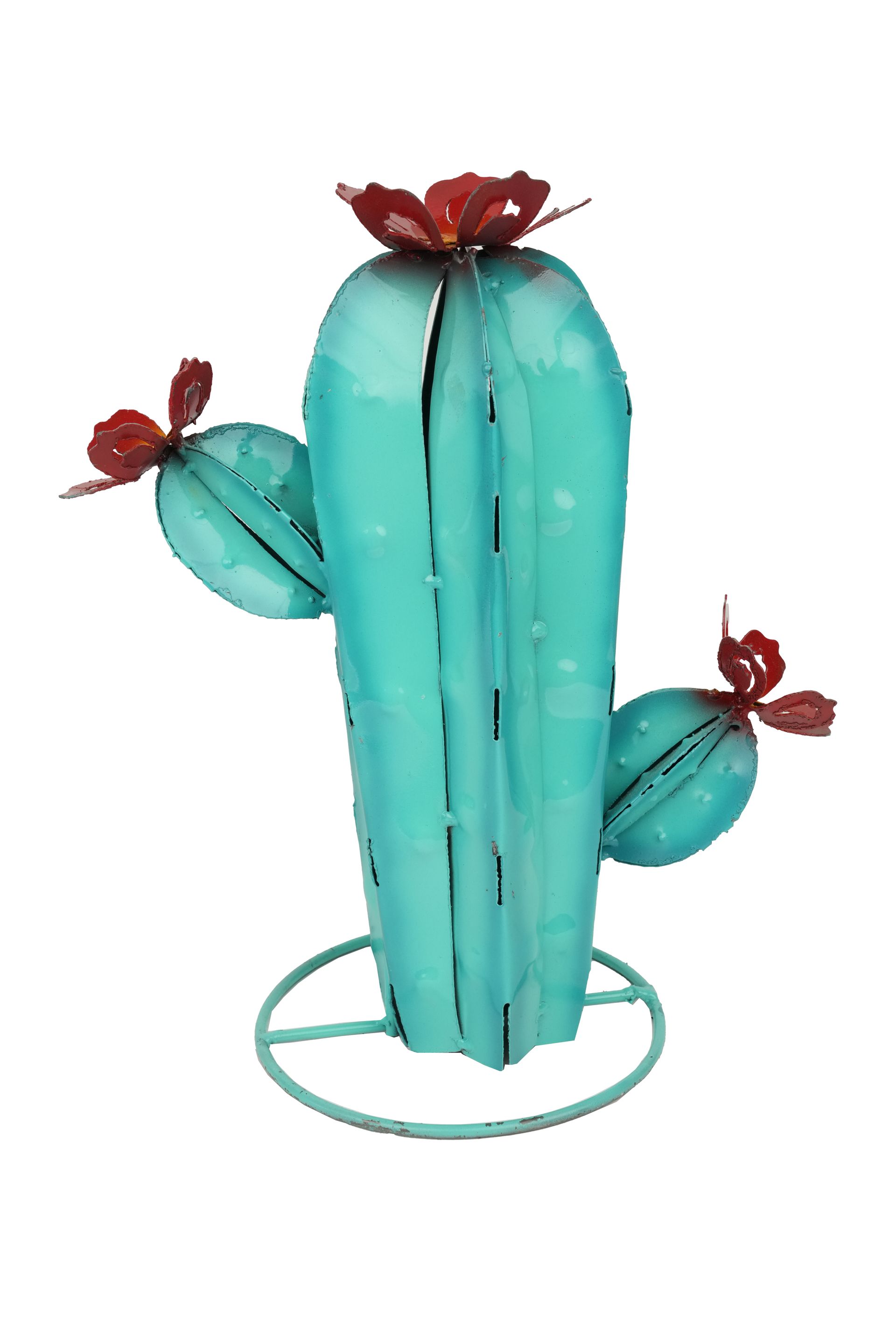 Blue Sahuaro Metal Cactus-Garden-Yard Art-3 Sizes-Three Sizes-Hand Painted-Handmade-Garden Desert Decor-Blue-NEW