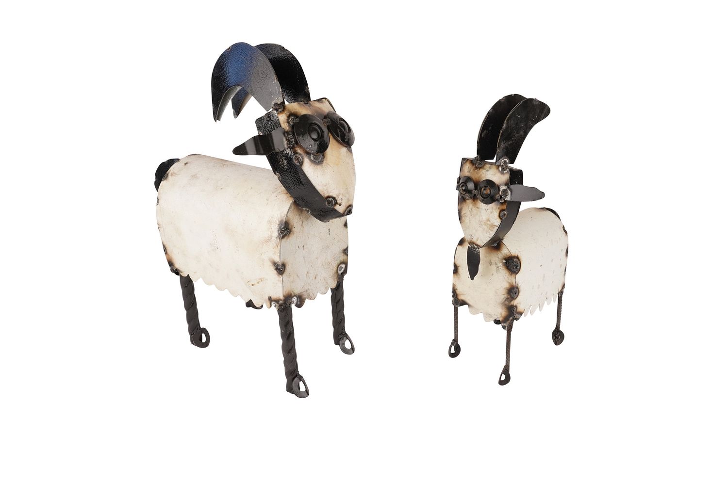 Recycled Metal Galapagos Goat-Yard Art-Decor-Farm-Farmhouse-Garden-Patio-Animal-Metal-Two Sizes-BLACK AND WHITE