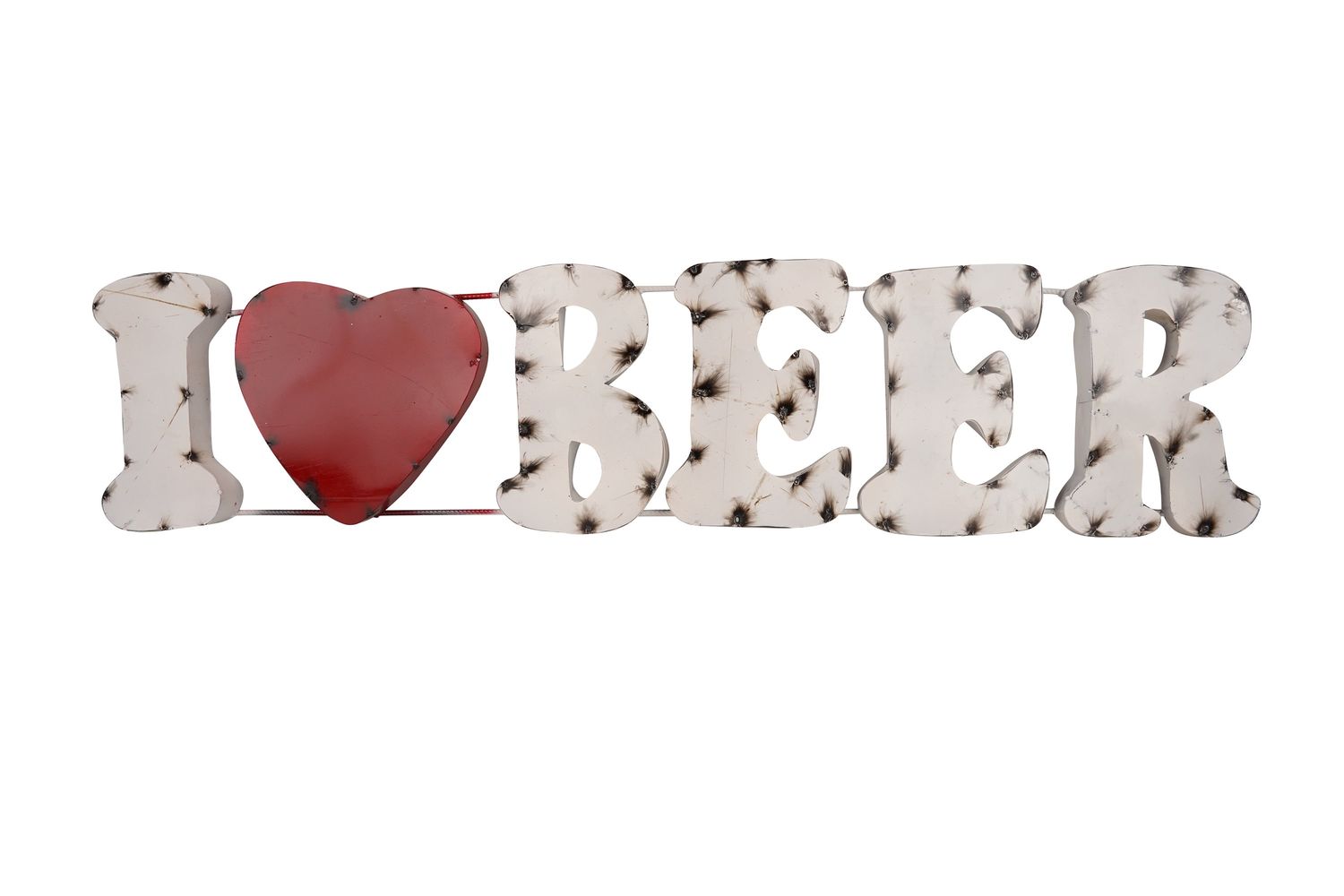 I Love Beer Recycled Metal Sign-46Wx11Hx2D inches-Art-Garden-Metal-Man Cave-Bar-Pool-Outdoor Metal sign-Colorful