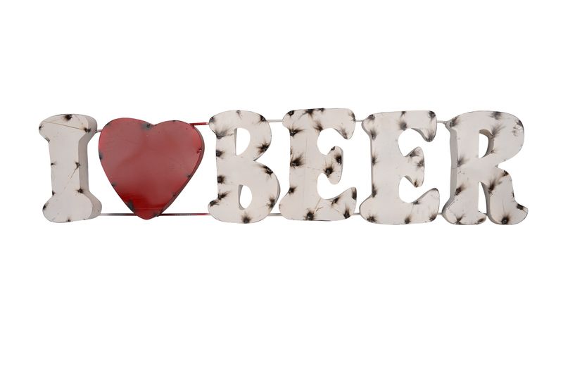 I Love Beer Recycled Metal Sign-46Wx11Hx2D inches-Art-Garden-Metal-Man Cave-Bar-Pool-Outdoor Metal sign-Colorful