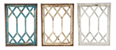 Diamond Double Window-Small-Wall-Primitive-Rustic-Garden-Patio-23x30-Wall Decor-Distressed-Farmhouse-Three Colors-Small Double