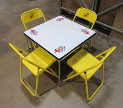 Squirt Complete Metal Table and 4 Chairs-Porcelain-Mexican-Restaurant-Bar-30x30-Man Cave-Patio Furniture-Food Truck Furniture
