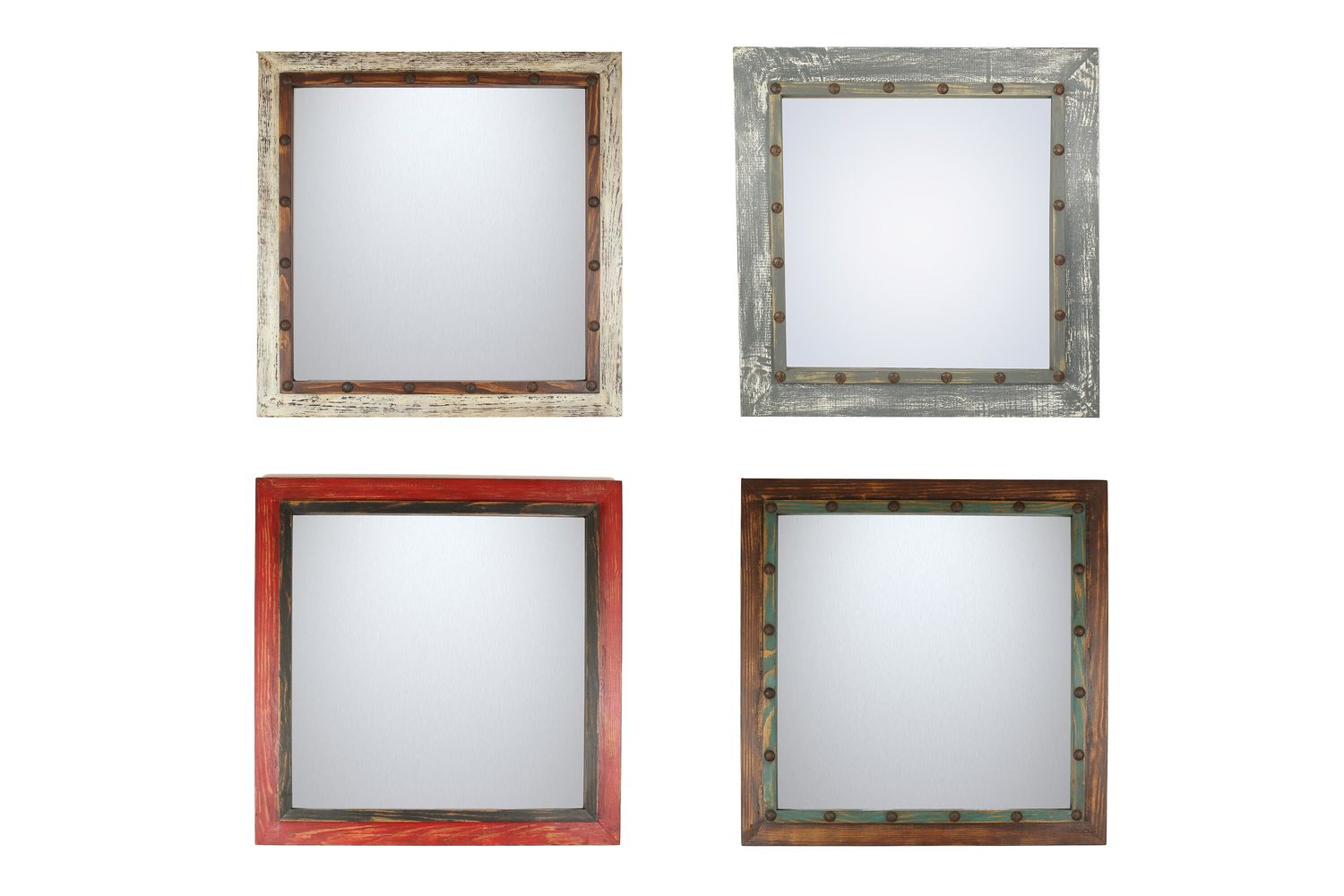 Sierra Mirror-Wood-Handmade-Rustic-Wall-Primitive-Vanity Accent Mirror-Bathroom Mirror-Four Colors-Loft-16 Sizes