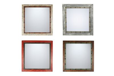 Sierra Mirror-Wood-Handmade-Rustic-Wall-Primitive-Vanity Accent Mirror-Bathroom Mirror-Four Colors-Loft-16 Sizes