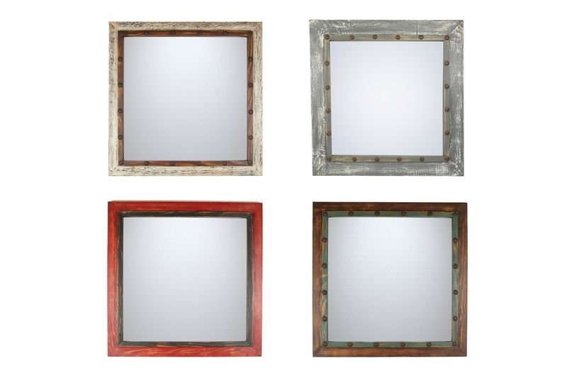 Sierra Mirror-Wood-Handmade-Rustic-Wall-Primitive-Vanity Accent Mirror-Bathroom Mirror-Four Colors-Loft-16 Sizes