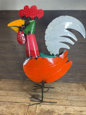 Rolly the Colorful Metal Rooster-3 FT-Large Rooster-Farmhouse-Primitive-Garden-Animal-24L x 14D x 36H-X Large-3 Foot-Rolly