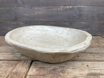 Chunky Wooden Dough Bowl-Batea-WH-Wooden-Handmade-Hand Carved-15-16 Wide x 18-20L x 3-4D inches-Home Decor-Antiqued White