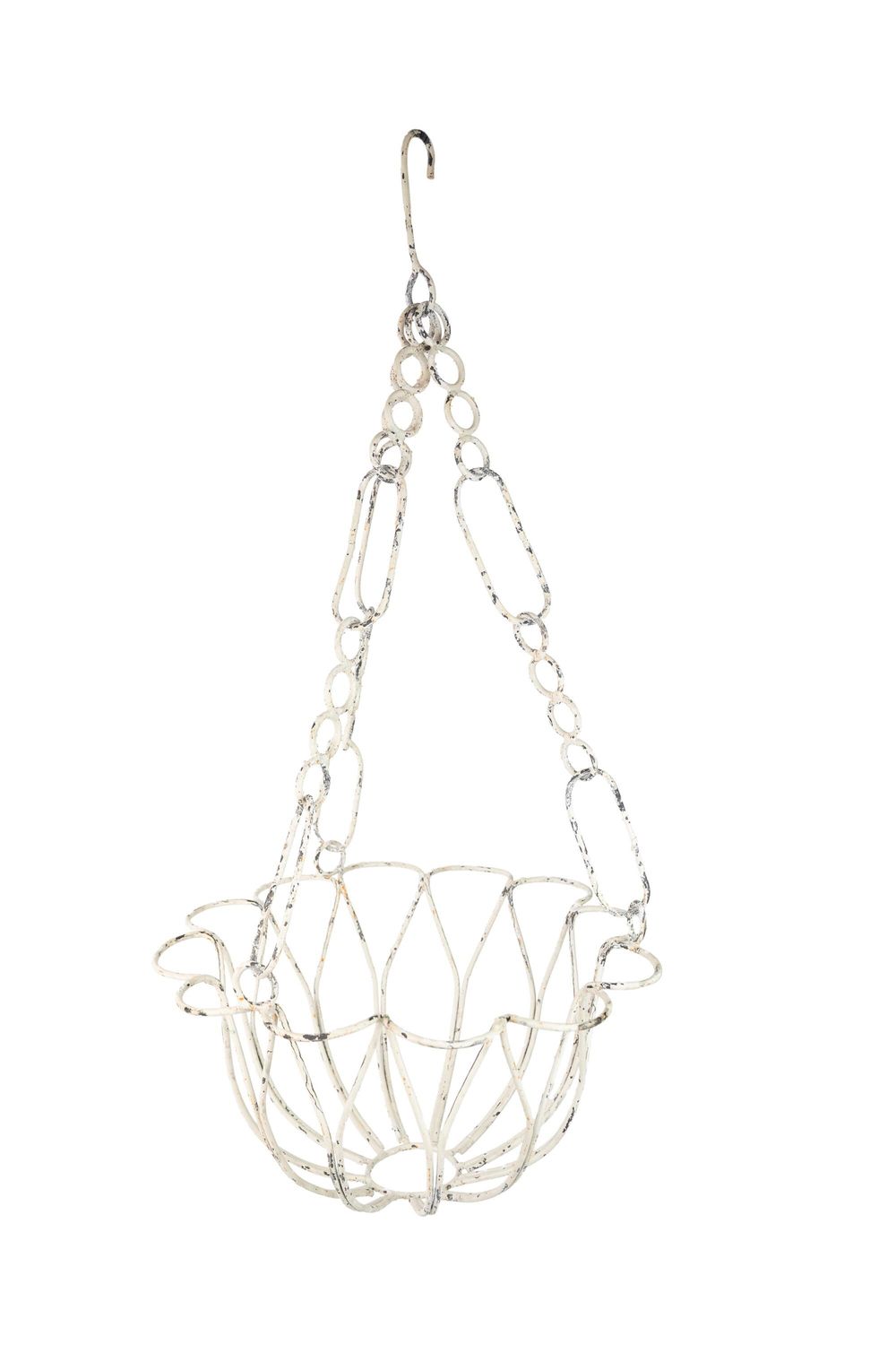 Terrytown Farmhouse Iron Hanging Planter Basket-Farmhouse Style-Primitive-Distressed Metal-17x33H inches-Hanging Garden Basket-Terrytown