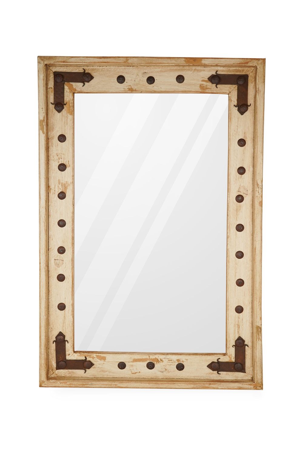 Mojave Ranch Farmhouse Mirror-23x35 inches-Handmade-Wall Mirror-Accent Mirror-Vanity-Primitive-Farmhouse Style-Distressed White