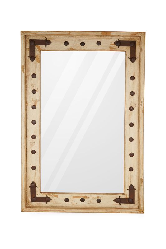 Mojave Ranch Farmhouse Mirror-23x35 inches-Handmade-Wall Mirror-Accent Mirror-Vanity-Primitive-Farmhouse Style-Distressed White