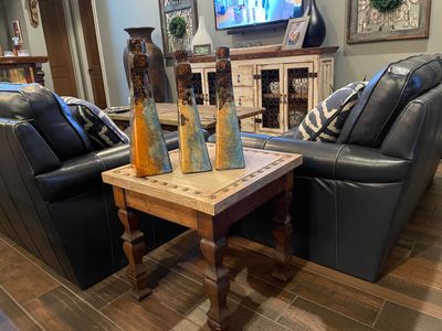 Desert Trails Western End Table-Western-Vintage Look-Rustic-Clavos-Nail Heads-Conchos-Gorgeous-Side Table Furniture-Three Sizes