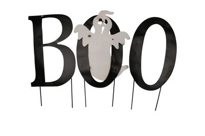 Boo Halloween Metal Sign-3 Pieces-Metal Stake-NEW ITEM-Spooky-Outdoor Decor-Handmade-Halloween-36x24 inches