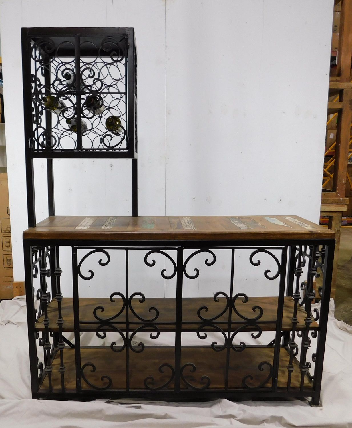 Rustic Wine Rack-Wood-Iron-#10-Display-Storage-Farmhouse-59W x 75H-New