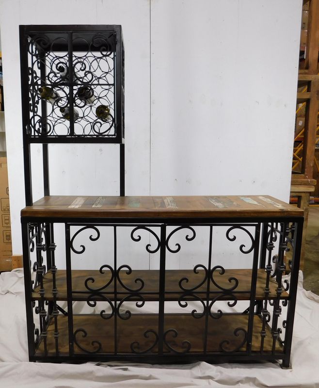 Rustic Wine Rack-Wood-Iron-#10-Display-Storage-Farmhouse-59W x 75H-New