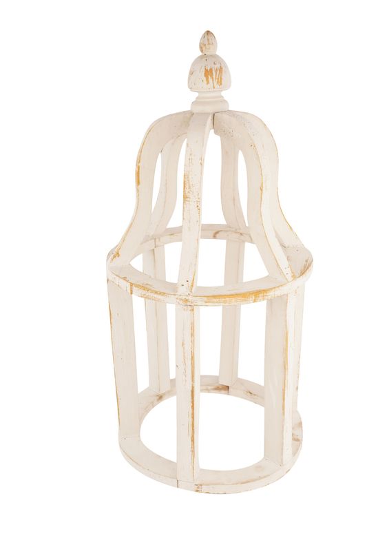 Crown Farmhouse Wood Lantern-Handmade-Vintage Inspired-Primitive-13x13x27 inches-Farmhouse Kitchen-Ornate Shabby White
