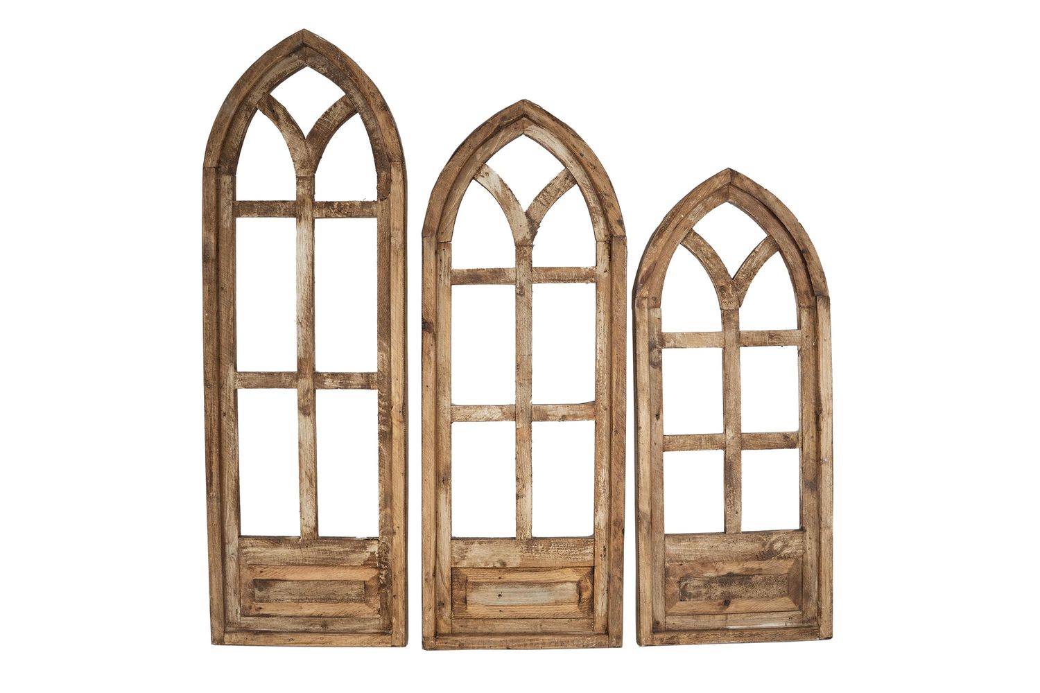 Holly Hills Windows-Farmhouse Architectural Wall Decor Windows Set of 3-Wall-Primitive-Rustic-Garden-Patio-Antiqued White