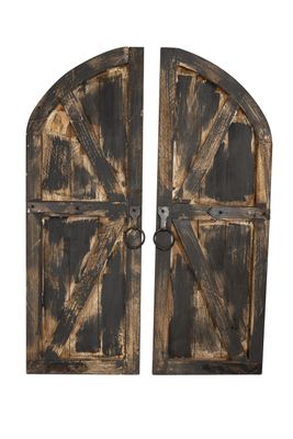 CLEARANCE-Farmhouse Small Arched Window Pair-Wall-Primitive-Rustic-Garden-Patio-23x32-Farmhouse Wall Decor-Small-Gray