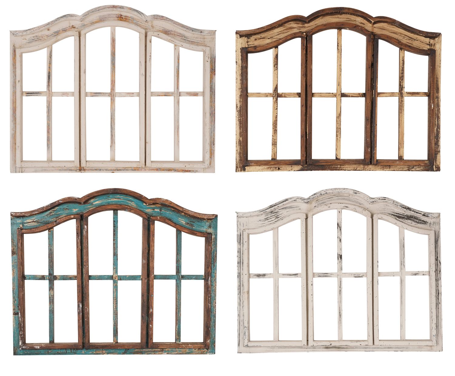 Bayview Architectural Wall Farmhouse Window-31x25.5 inches-Primitive-Rustic-Garden-Farmhouse Wall Decor-Four Colors