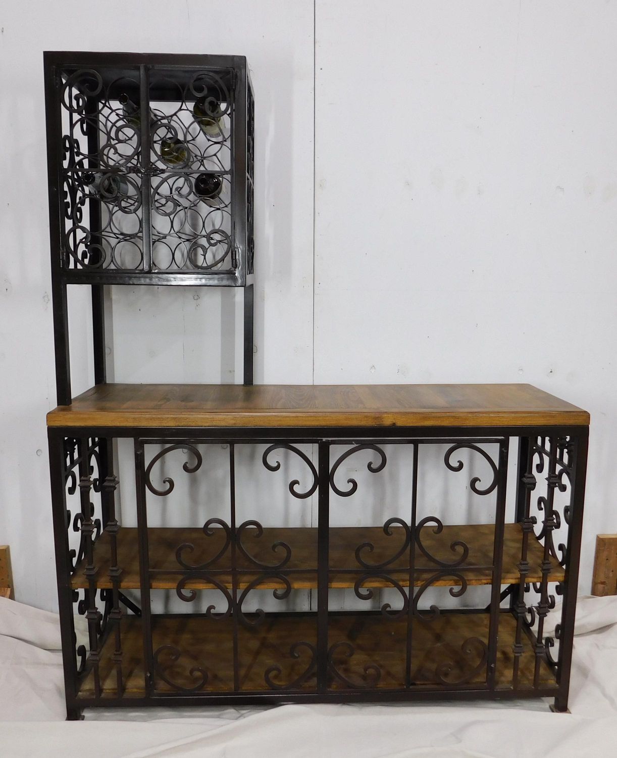 Rustic Wine Rack-Wood-Iron-#1-Display-Storage-Farmhouse-59W x 75H-New