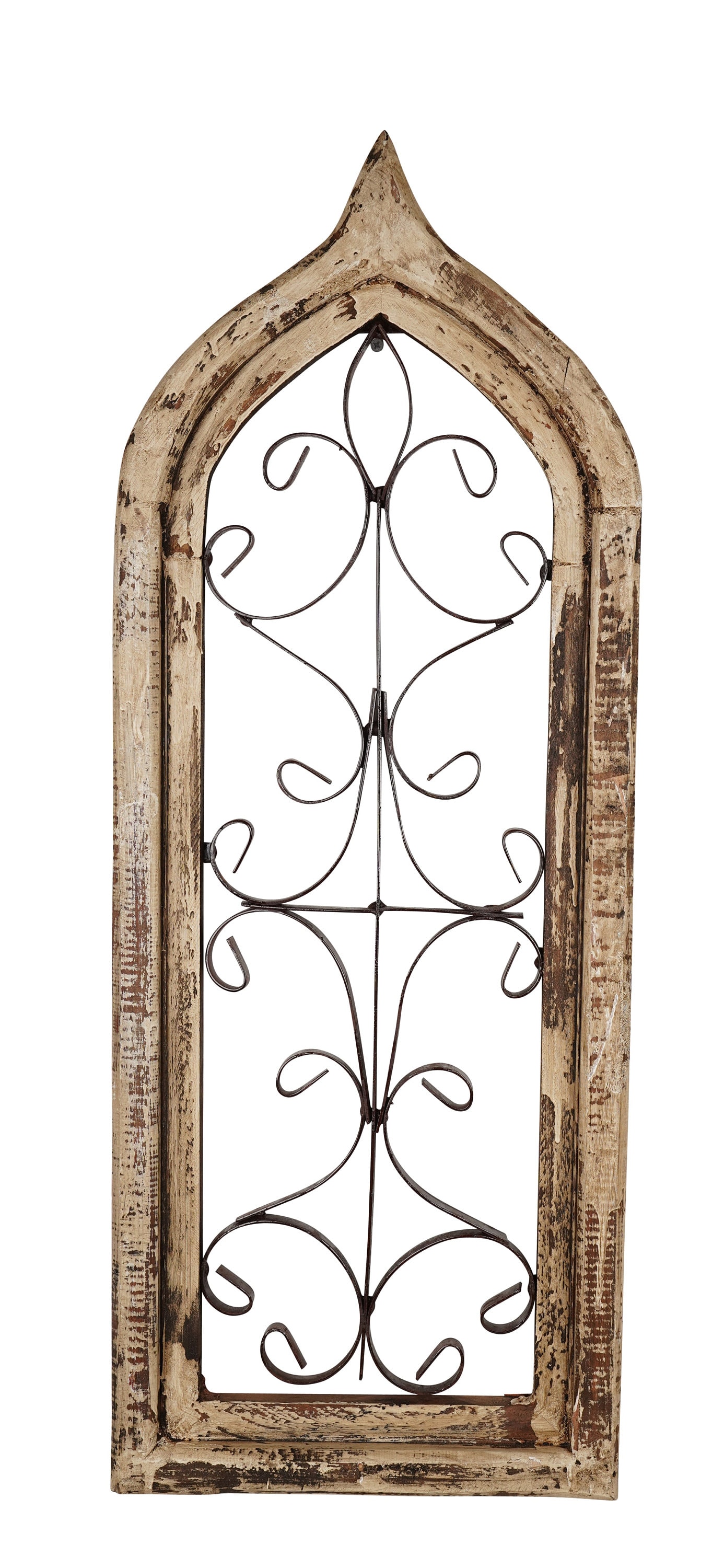 Salem Gothic Architectural  Window -Wall-Primitive-Rustic-Garden-Patio-12x31-Distressed-Farmhouse-Iron and Wood-3 Color Choices