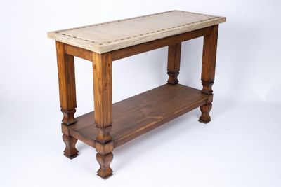 Desert Trails™ Credenza-Handcrafted-Western-Vintage Look-Rustic- Conchos-Clavos-Two Levels-Sofa Table-Four Sizes