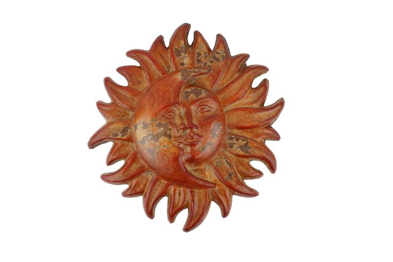 Hope Aspen Eclipse Clay Sun-Hand Painted-Garden-Handmade-Garden Decor-Wall-Patio-Outdoor-15 inches Wide-Eclipse-Red #3258