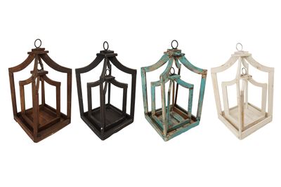 Canopy Farmhouse Pair Wood Lantern-Handmade-Vintage Inspired-Primitive-Farmhouse Kitchen-Centerpiece-Set of 2-Four Colors