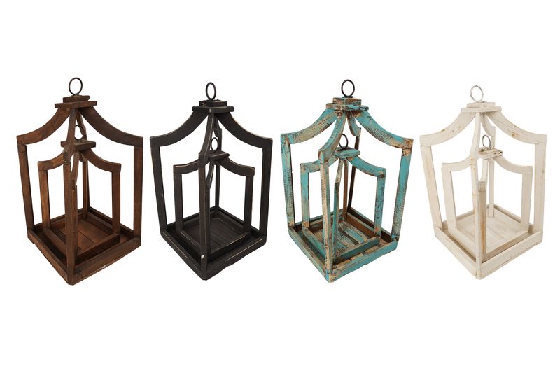 Canopy Farmhouse Pair Wood Lantern-Handmade-Vintage Inspired-Primitive-Farmhouse Kitchen-Centerpiece-Set of 2-Four Colors