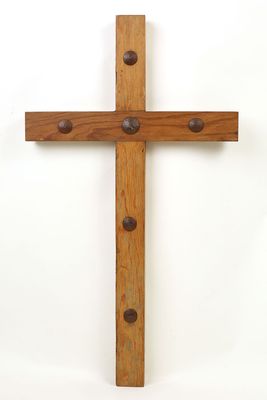 Old Door Rustic Cross-XLG-Clavos-Repurposed Pine-Old Doors-16x32 inches-Wall-Reclaimed Wood-