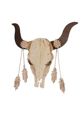 Longhorn Metal Skull-Rustic-Western-Wall-24x26 inches-NEW-Primitive-Distressed White-Longhorn Wall Skull with Arrows Longhorn Metal Skull-Rustic-Western-Wall-24x26 inches-NEW-Primitive-Distressed White-Longhorn Wall Skull with Arrows