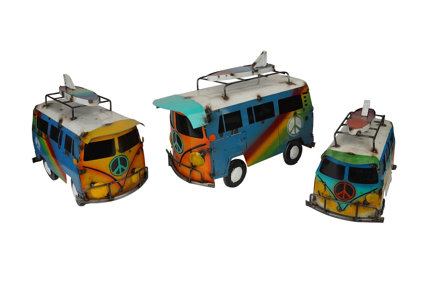 Peace VW Bug-Surfing-Colorful Metal-So Cool-Handmade-Hand Painted-Beach Vibes-3 Sizes-NEW
