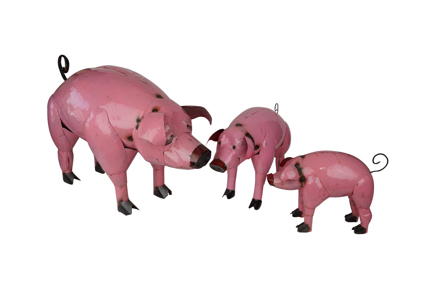 Metal Pink Pig-Yard Art-Farmhouse-Decor-Garden-Handmade-One of a Kind-Patio-Animal-Metal-Three Sizes