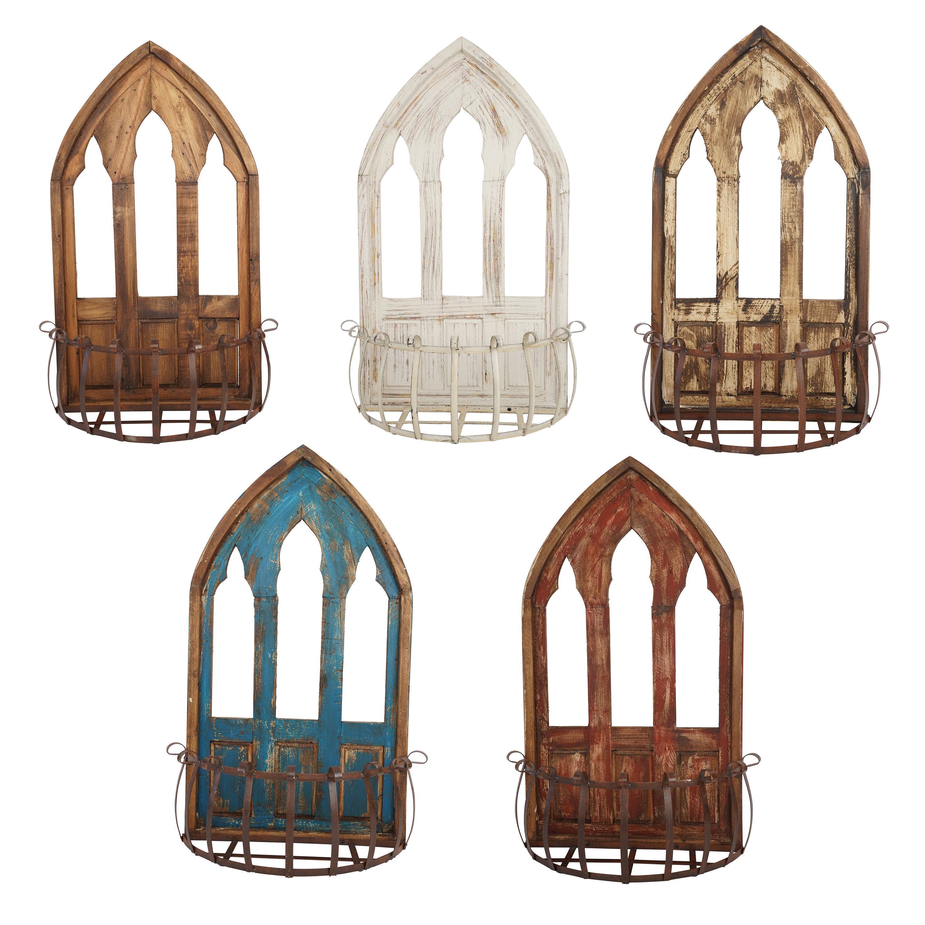 Trinity Architectural Wall Planter Window-Primitive-Rustic-Garden-Patio-20x30x9-Distressed-Farmhouse-Rustic-Five Colors